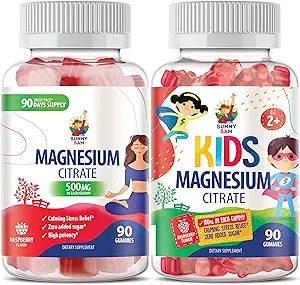 SUNNY SAM Magnezyum Çocuklar ve Yetişkinler için Gummies - 500 mg - Calm Magnezyum Chews - Magnezyum Citrate Chewable Supplement for Mood & Muscle Support