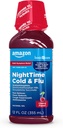 Basic Care Night Time Cold & Flu Liquid, Cherry, 12 fl oz (Pack of 1)