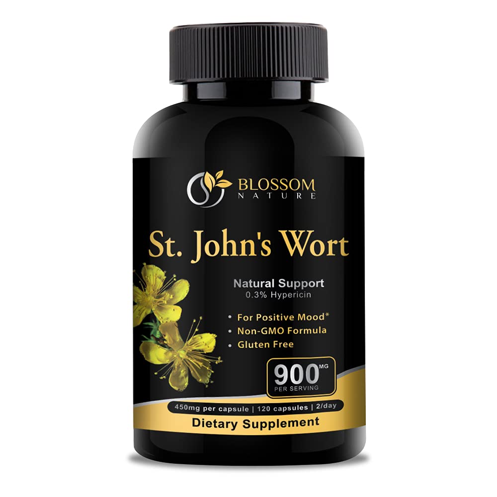 St Johns Wort 900ort mg-Mood Support Supplement*-Calm Supplements*-120 Sebze St Johns Wort Capsules(2Ay Supply), 450 mg of Vegan, Non-GMO St. John's Wort (Hypericum Perforatum) ,% 0
