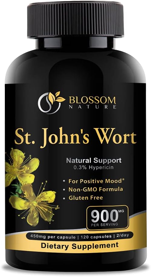 St Johns Wort 900ort mg-Mood Support Supplement*-Calm Supplements*-120 Sebze St Johns Wort Capsules(2Ay Supply), 450 mg of Vegan, Non-GMO St. John's Wort (Hypericum Perforatum) ,% 0
