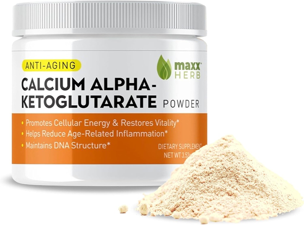 Maxx Herbuba AKG, Pureuba Alfa - Ketoglutarate Toz (Ca-AKG), Enerji, Yaşam, Zihin Odaklığı, Clarity & DNA Yapısı, Non-GMO & Gluten Free - 100 Gram Jar (67 Hizmet)