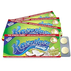 Kava Kava Candy - 8 Kava Candies Per Pack, Kava Extract Stres Relief Supplement, Natural Kava Root Chill Happy Pill, Encourages Pozitif Mood - Coconut Cream Flavor, 4 Packs