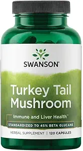 Swanson Turkey Tail Mushroom - Herbal Supplement Promoting Immune System & Cellular Health - Natural Formula Promoting Liver Function & Defense - (120 Capsules, 500 mg)