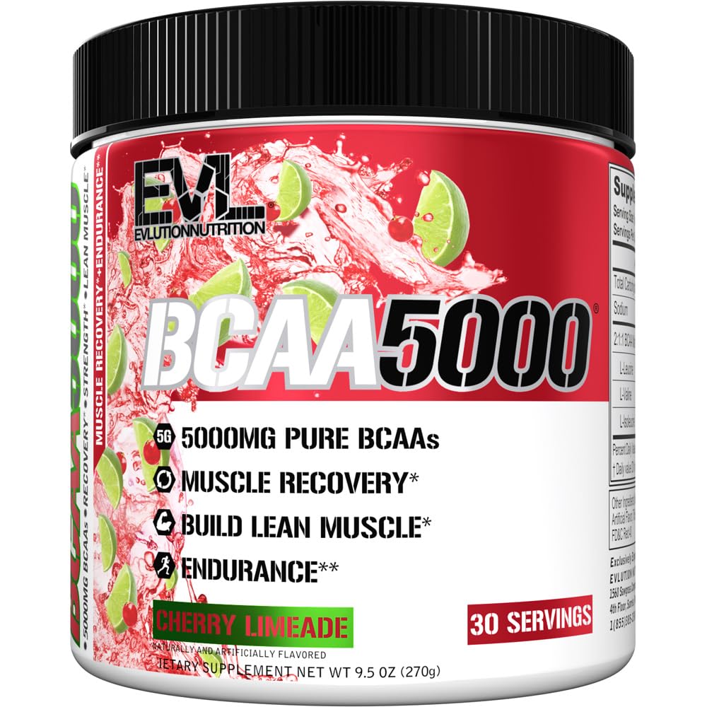 Evlution EVL BCAAs replicas Toz - BCAA Toz Post Workout Recovery Drink and Stim Free Pre Workout Energy - 5g Branched Chain replicas Supplement for Men - Cherry Limeade