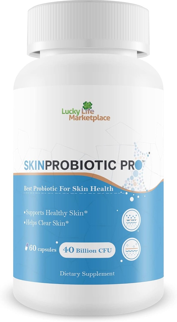Skin Probiyotik Pro - Probiyotik Skin Health Support ile içeriden Sağlıklı Cilt Destek - Destek Decreased Blemishes, Pimples, Redness - Hydrated & sağlıklı görünümlü Skin için Probiyotikler