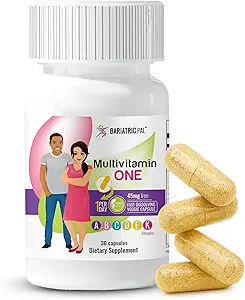 BariatrikPal Multivitamin ONE 1 per Day! Bariatrik Multivitamin Capsule 45 mg of Iron | Easy to Swallow | Bariatrik Cerrahi Hastaları için Vitamin | 30 (1 Ay Supply)