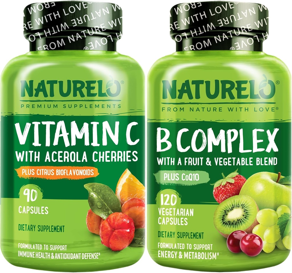 NATLO Vitamin C Capsules, 90 Kont Vitamin B Kompleksi 120 Kont