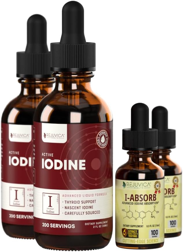 Ενεργό ιώδιο + iAbsorb - Nascent Iodine Drops - Υγρή Παράδοση για Καλύτερη Απορρόφηση - Συνεργάτες για Καλύτερη Παράδοση - Υποστηρίζει Υγιεινή Ενέργεια, Ζωτικότητα & Ιώδιο Επίπεδα