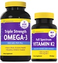 InnovixLabs Vitamin K2 & Triple Omega Sche Full Spectrum Vitamin K2 (90 Softgels) Triple Strength Omega-3 Fish Oil (200 Softgels). Sağlıklı Kemikleri, Sanatları ve Ortakları Destekler. *