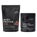 Sports Research Creatine Monohydrate (10,58 oz) και Ολλανδική πρωτεΐνη Whey σοκολάτας (2 lbs), The Dynamic Duo for Lean Muscle Building, βελτιωμένη απόδοση και δύναμη & αποκατάσταση προπόνησης