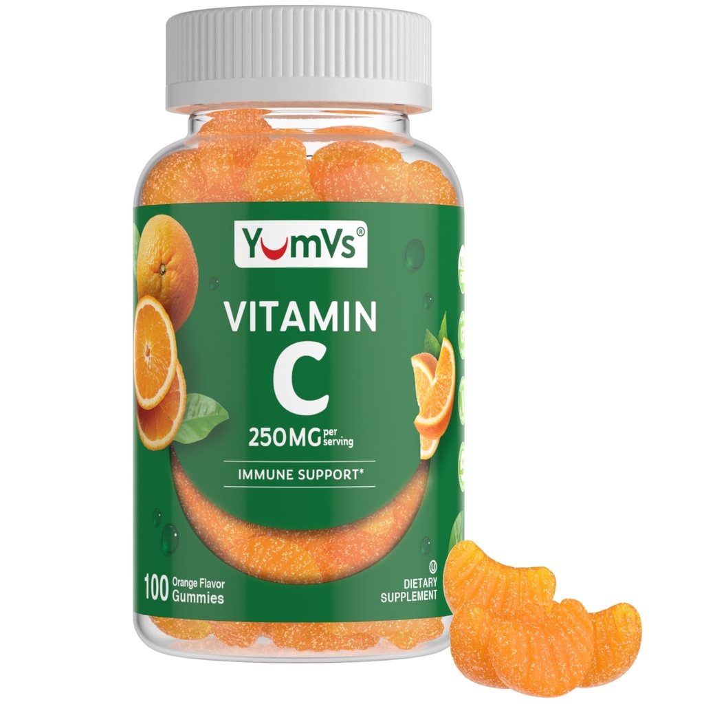 Yetişkinler için C Gummies - 250 mg Yummy Vitamin C Gummy - VIT C Gummies - Immune Support Supplement -Orange Flavored Kosher, Halal, Gluten Free (100 Count)