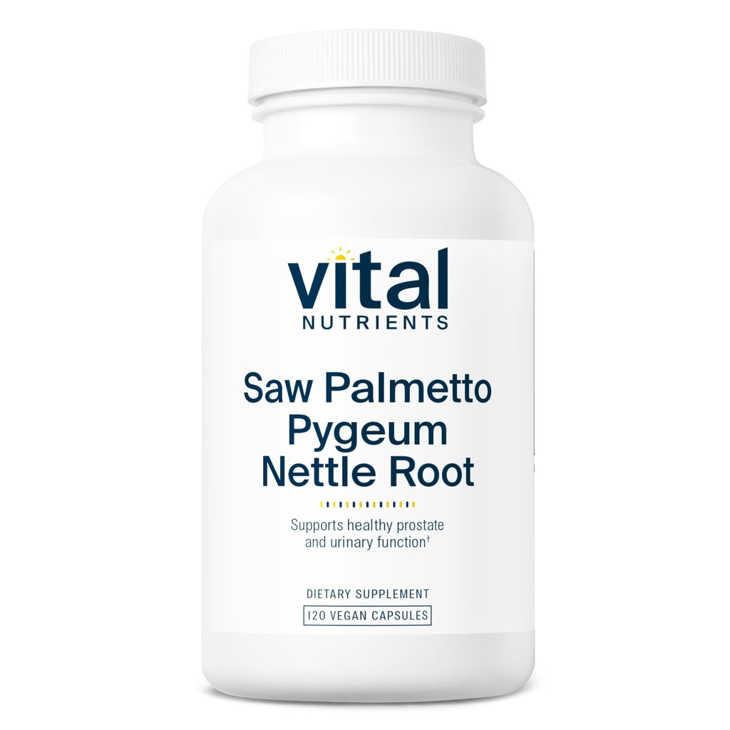 Vital Nutrients Palmetto ile Pygeum & Nettle Root - Erkekler için Vegan Saw Palmetto Sağlıklı Prostate Function* - Gluten, Süt, Soy Free - 120 Capsules