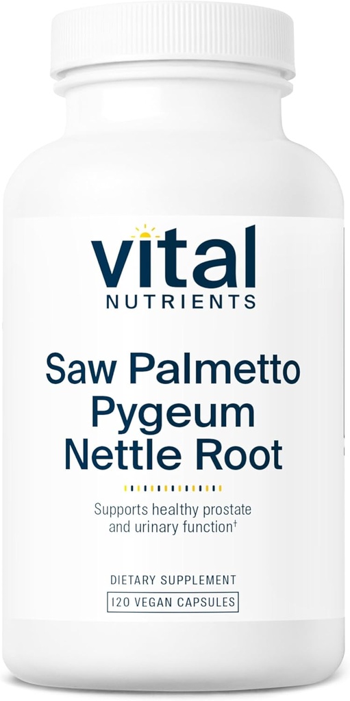Vital Nutrients Palmetto ile Pygeum & Nettle Root - Erkekler için Vegan Saw Palmetto Sağlıklı Prostate Function* - Gluten, Süt, Soy Free - 120 Capsules