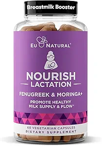Nourish Lactation Supplement - Postpartum Desteği Sağlıklı Süt Akış & Üretim - Süt Butle, Fennel Tohum & Organik Moringa, 60 Vegan Soft Capsules