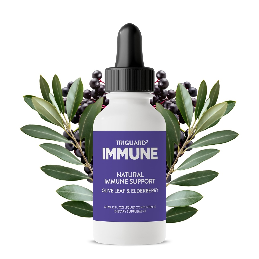 Triguard Plus Temp | Colloidal Silver, Sambucus Elderberry Extract & Olive Leaf Extract, 3-in-1 Liquid Immune Support | Güçlü Immune System Alert | Great Taste - 3.4oz / 100 ml, Made in USA
