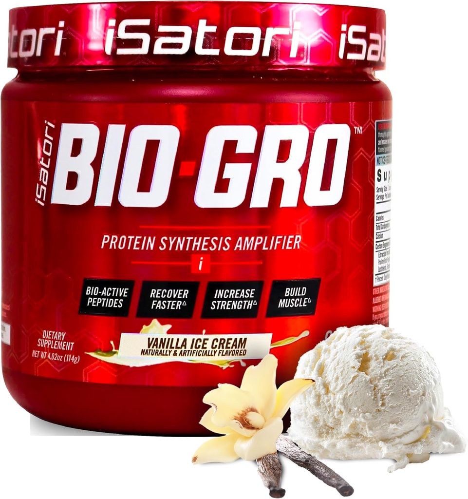 iSatori BIO-GRO σύνθεση πρωτεΐνης ενισχυτή, για την αποκατάσταση των μυών & την ανάπτυξη, ενισχυμένη διεγερτικό δωρεάν προ-εργασία & συμπλήρωμα Κολοσσαίου με Bio-Active Peptides- Vanilla παγωτό (60 εξυπηρετούν)