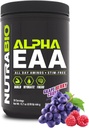 NutraBio Alpha EAA - All-Day Αμινοξέα για την ανάπτυξη των μυών και την ενυδάτωση - Essential Amino Acids with Nootropics & Adaptogens- Full Spectrum EAA BCAA Powder - 30 Servings - Grape Berry Crush