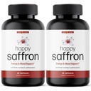 Ultra6 Διατροφή Happy Saffron Συμπληρώματα - 100% Pure Saffron Extract συμπλήρωμα για την υποστήριξη της υγείας των ματιών - Ενισχυτής Mood για γυναίκες & άνδρες (πακέτο των 2)