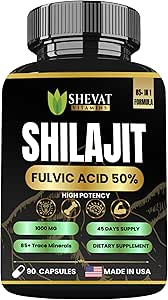 Erkekler ve Kadınlar için 90 Shilajit Capsules 50 shilajit Fulvic asit organik Himalaya Natural Shilajit için 85+Trace Mineral Supplements for Women Energy Boost-USA Made
