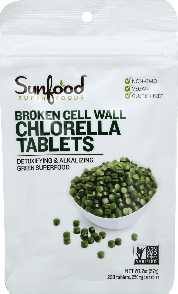 Sunfood Superfoods Chlorella Tabletleri - Chlorophyll, Chlorella Supplement, Chlorophyll Pills, Broken Cell Wall Algae Capsules, Non GMO, Vegan - 2 oz Bag