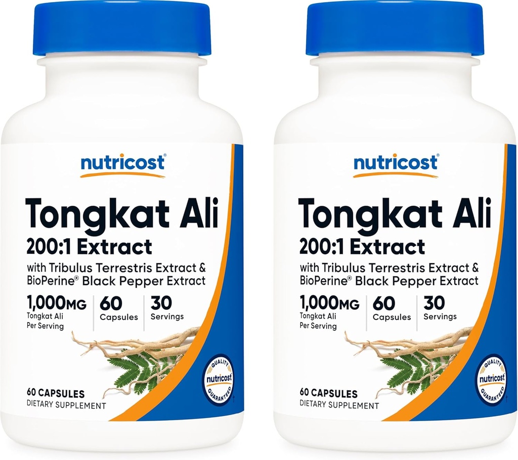 Nutricost Tongkat Ali 1,000mg, 60 Caps (2 Bottles) - 30 Servings Per Bottle, Veggie Caps, Non-GMO, Gluten Free