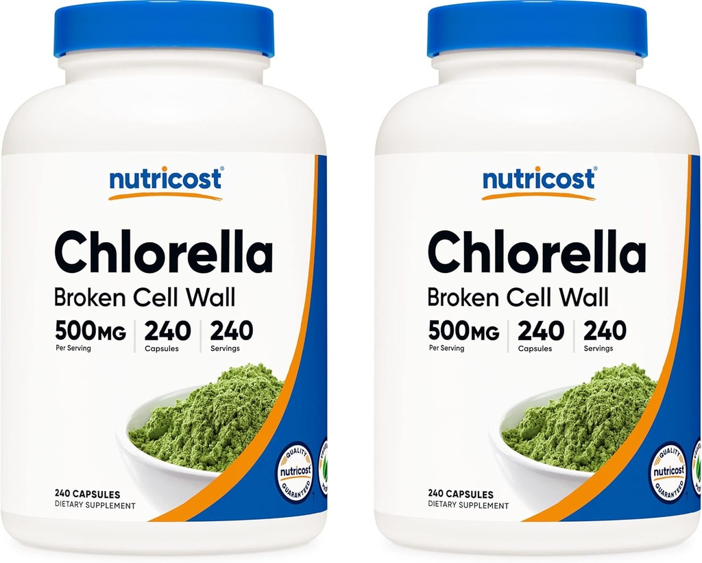 Nutricost Chlorella Capsules (2 Şişe) 500 mg, Şişeler