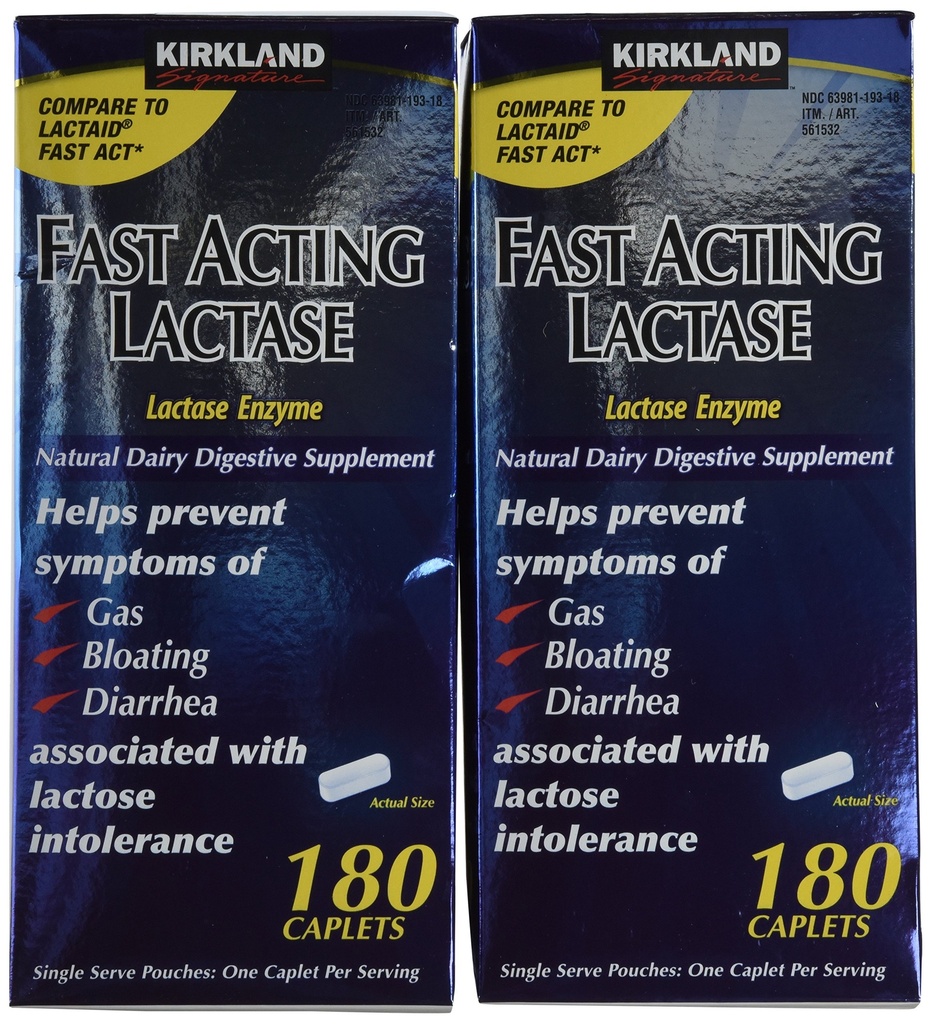 Υπογραφή Kirkland ταχείας δράσης Lactase, (2 Pack), 360 Ct Caplets