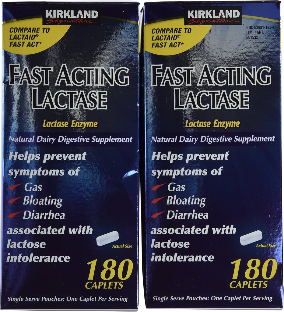 Kirkland Cool Fast Acting Lactase, (2 Pack), 360 Ct Caplets