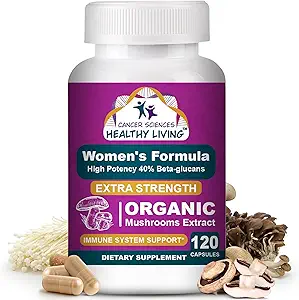Kanser Bilimleri Kadınlar için Organik Multivitamin - Mushroom Supplement Ekstraksiyon - Hormonal & Immune Support Vitaminleri -% 1.500 mg Non-GMO Wellness Mushroom Kompleksi ile Beta-Glucans,120 Capsules