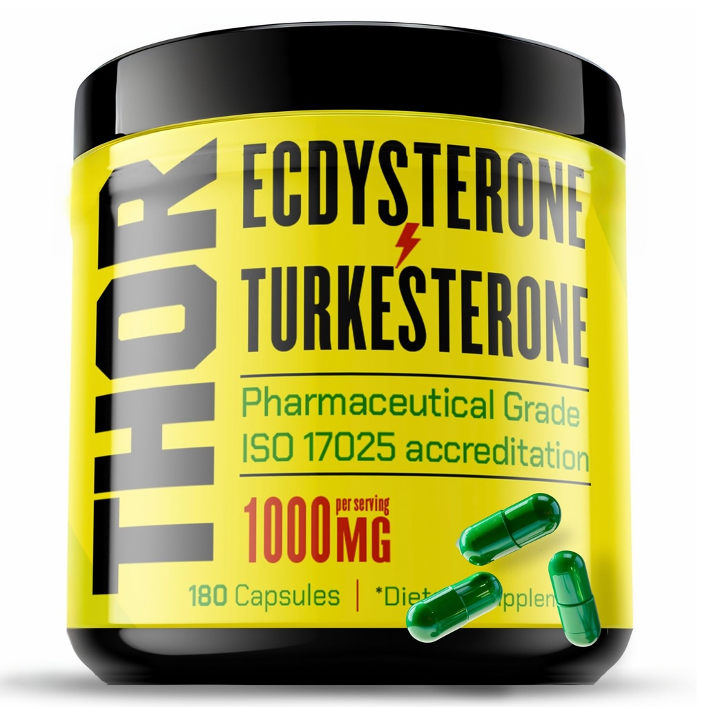 Turkesterone + Ecdysterone | Boy Supplement (3 Ay - 180 Caps) Olimpiyat Not Testi - ISO 17025 Sertifikasyon |1000 mg - Lab Synthescale Cyclodextrin | Beta Ecdisterona