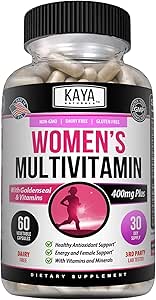 Kaya Naturals Women's Multivitamin, Genel Sağlıklı Antioksi ve Immune Support, Vitamins A, D, C, E, Biotin, Folic Acid, & Multi-Mineral, Energy & Metabolism Vitamin Tamam 60 Kont