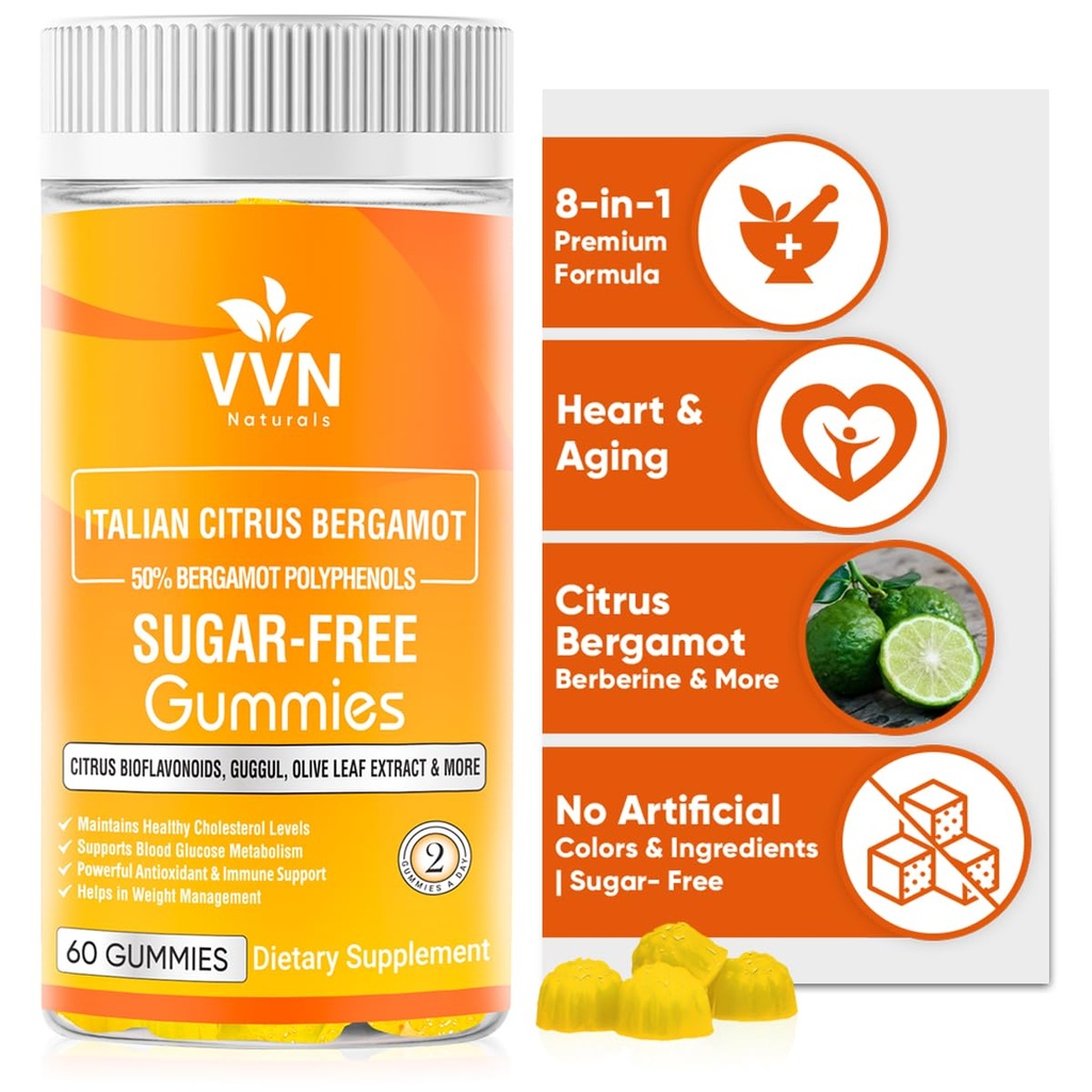 2900mg Citrus Bergamot Blend 25:1 Extract Gummies (Ιταλία Πηγή & Κατασκευάζεται στις ΗΠΑ) για την υποστήριξη του ανοσοποιητικού συστήματος & υγιή γήρανση με Guggul, Pine Bark & More 