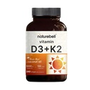 NatureBell Vitamin D3 5.000 IU + K2 100 mcg, 240 Softgels | Daily 2-in-1 Formula ile Virgin Coconut Oil | Bone, Heart & Immune Support | MK-7 Form | Non-GMO, Gluten-Free