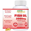 SHIFAA Helal Fish Oil 2000 mg Softgels ile 360 mg EPA & 240 mg DHA. 100 Wild Caught & Non-GMO Omega 3 Yumuşakgels for Heart & Brain Health. Burpless, Easy-to-Swallow Fish Oil Omega 3 Supplements