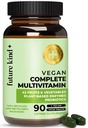 Future Kind Vegan Multivitamins Tamam - 42-in-1 Vegan Enzymes, B12, çinko ve Probiyotikler için Geri Dönüşümlü Şişe için 90 sekme)