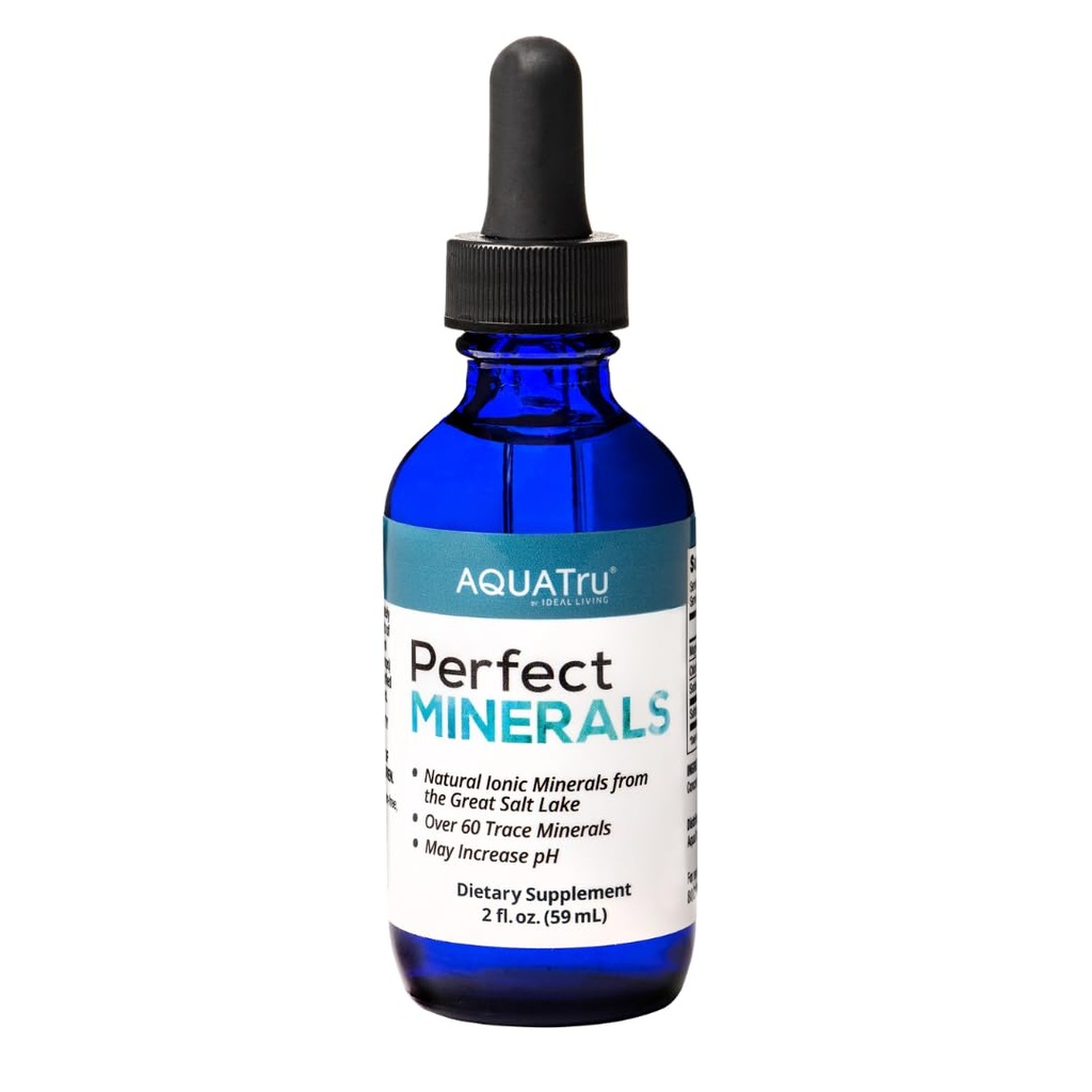 AquaTru Perfect Minerals – Mineral Drops for Water – Enrich με 72 Trace Minerals συμπεριλαμβανομένου μαγνήσιου, ψευδαργύρου & ασβεστίου – 60ml Φιάλη Ορυκτοποιεί Έως 230 Λίτρα νερού