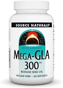 Source Naturals Mega-GLA 300 - Borage Seed Oil Bu Hexane-Free - 30 Softgels