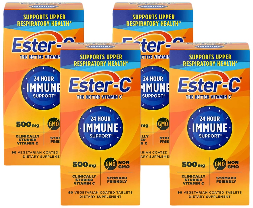 Ester- C 500 mg 24 ώρες δισκία βιταμίνης C για ανοσοποιητική υποστήριξη, συμπλήρωμα βιταμίνης C, 90 μέτρα (πακέτο των 4)
