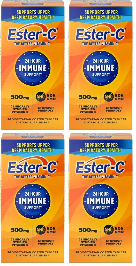 Ester- C 500 mg 24 ώρες δισκία βιταμίνης C για ανοσοποιητική υποστήριξη, συμπλήρωμα βιταμίνης C, 90 μέτρα (πακέτο των 4)