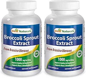 Hizmet başına en iyi Naturals Broccoli Sprout Extract 1000 mg - 120 Capsules (Pack of 2)