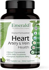 Emerald Labs Heart, Artery & Vein Health - Heart Health Support with Hawthorn Berry, Meriva Turmeric, Vitamin K2 as Vital Delta MK-7 & More - Gluten-Free - 90 Sebze Kapsülleri (30-Day Supply)