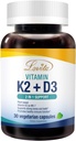 Lovita Vitamin K2 + D3, 400 IU Vegan Vitamin D3 & 120 mcg K2 (MK-7), 1 Formula, Immune Vitamini, 30 Vegetarian Capsules