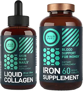 WILD FUEL Iron Supplement for Women with Folic Acid and Liquid Collagen Peptides with Biotin Women Health and Beauty Sche