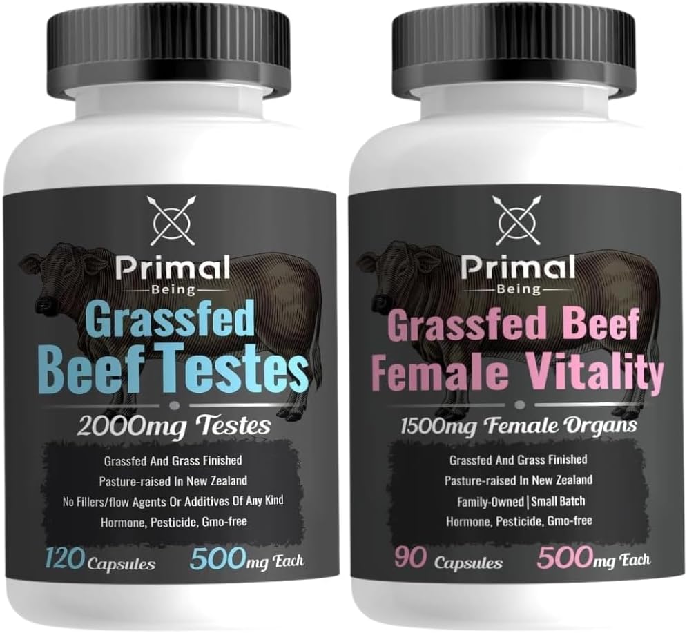 Primal Be Grassfed Beef Testleri, 120 Capsules + Grassfed Beef Kadın Vitality Supplement, 90 Capsules