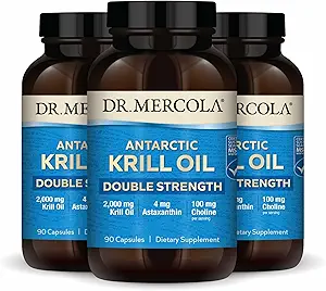 Δρ. Mercola Ανταρκτικής Krill Oil Διπλή δύναμη - 2.000 mg - Omega-3 συμπλήρωμα με EPA & DHA - Υποστηρίζει εγκέφαλο, καρδιά, κοινή & ανοσοποιητική υγεία - GMO-free & γλουτένη-ελεύθερο - 270 κάψουλες (90 εξυπηρετούν)
