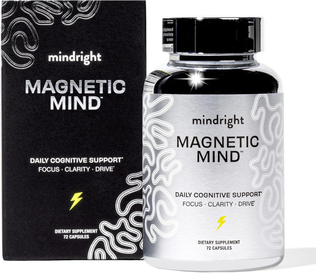 Manyetik Zihin - Ultra Focused Energy için Premium Bilişsel Tamam, Clarity, & Drive - Nootropic Uzun Süreli Beyin Sağlığı, Memory & Focus - 30 Day Supply - Yapay Renkler Yok