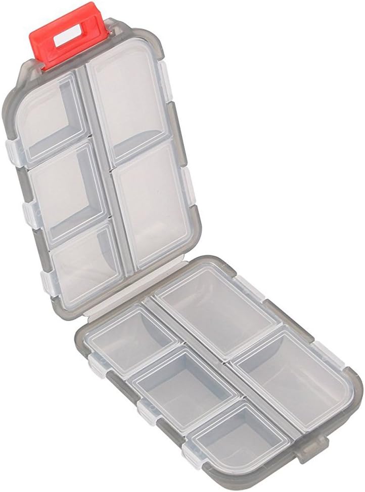 Pill Case - Portre Supplements Tablet Konteyner Box 10 Karşılaştırmalı - Tıp Capsule Vitamin Katlanabilir Organize Tanker Seyahat Için Depolama Pocket Purse - Clear Black