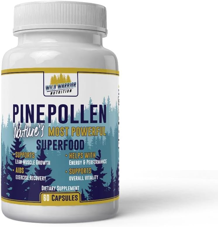 Daily Health Pine Pollen 600 mg Vegan Gluten Ücretsiz GMO Natural Superfood Vitamins Minerals Diyeter Supplement 60 Capsules - 1 Ay Supply