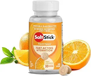 SaltStick Electrolyte FastChews - 60 Orange Chewable Electrolyte Tabletler - Erkekler için Salt Tabletler, Spor Beslenme, Elektrolyte Chews - 60 Şişe