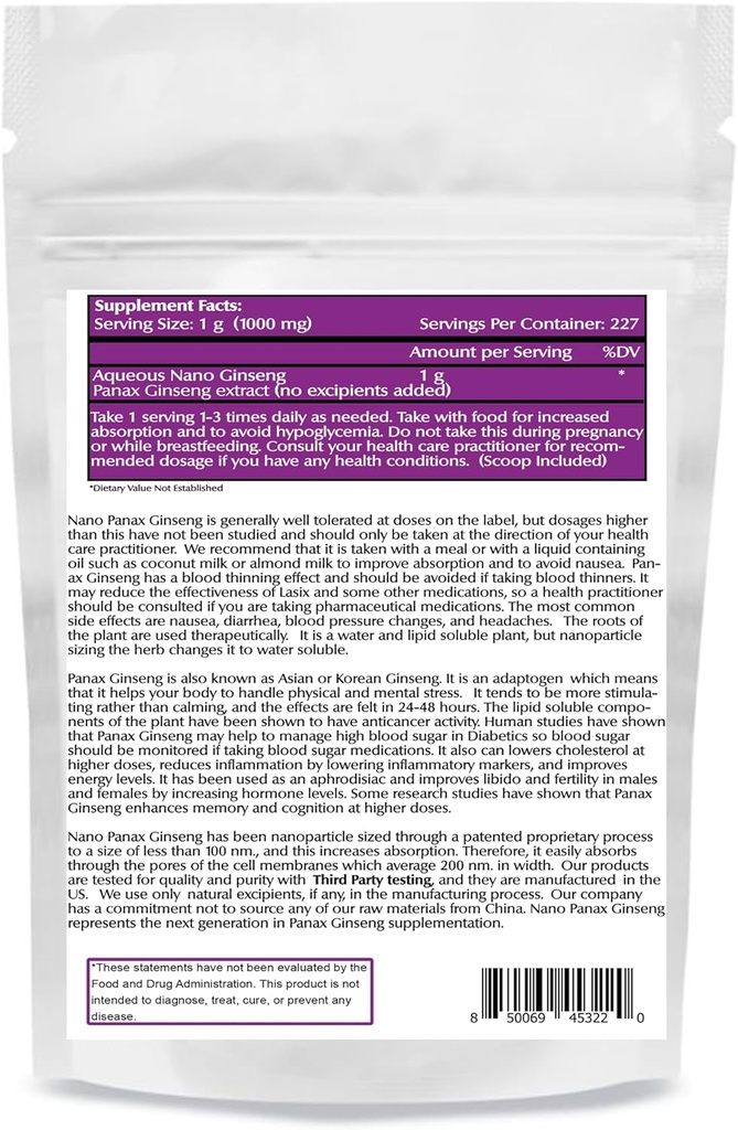 Bir Gezegen Beslenme Nano Panax 185 Toz 8 oz (227 Hizmet) , Koreli Ginsengi, Geliştirilmiş Aborpsiyon için Nano, Enerji & Stamina, Non-GMO, Vegan, Gluten Free